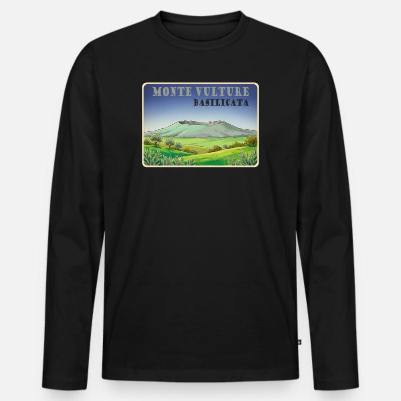 Monte Vulture - Männer Premium Bio Langarmshirt - Schwarz