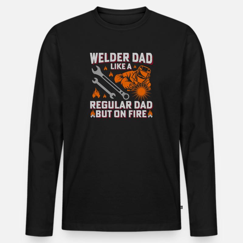 Schweißer Papa Feuerkraft Design - Männer Premium Bio Langarmshirt - Schwarz