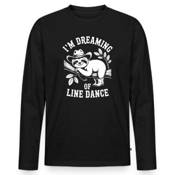 Faultier träumt von Line Dance - Männer Premium Bio Langarmshirt - Schwarz - Vorne - Nico (187cm)