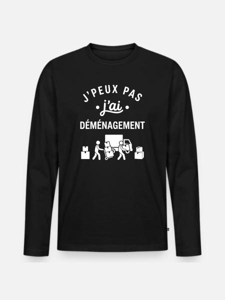 J'peux pas j'ai déménagement - T-shirt manches longues Premium bio Homme - noir