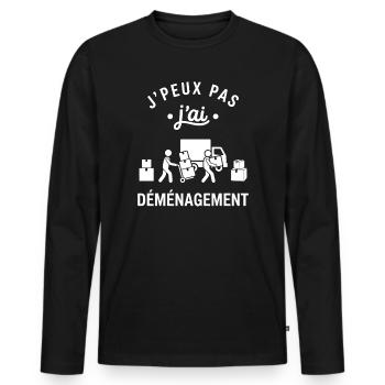 J'peux pas j'ai déménagement - T-shirt manches longues Premium bio Homme - noir - Devant - Nico (187cm)
