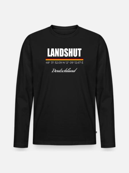 Landshut - Männer Premium Bio Langarmshirt - Schwarz