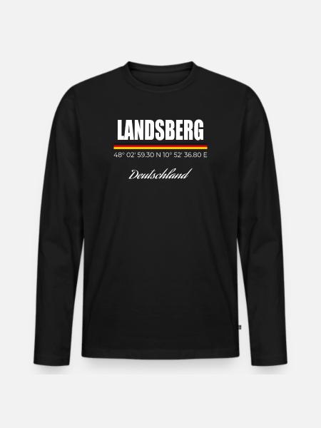Landsberg - Männer Premium Bio Langarmshirt - Schwarz