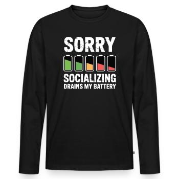 Joke about sociable, exhausted introverts - Men's Premium Organic Long Sleeve Shirt - black - Front - Nico (187cm)