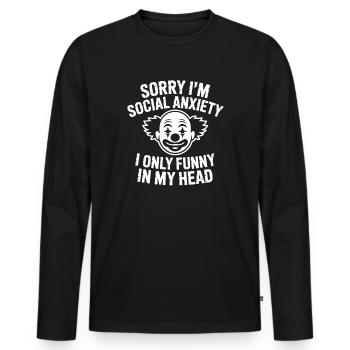 Social freak introvert awkward humor - Men's Premium Organic Long Sleeve Shirt - black - Front - Nico (187cm)