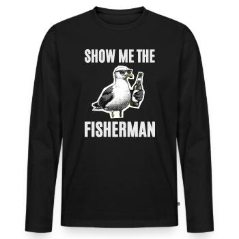 Drôle de dicton, pêche au pub Seagull Angler - T-shirt manches longues Premium bio Homme - noir - Devant - Nico (187cm)