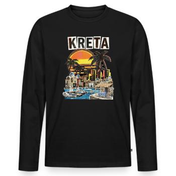 Vacances en Crète Grèce - T-shirt manches longues Premium bio Homme - noir - Devant - Nico (187cm)