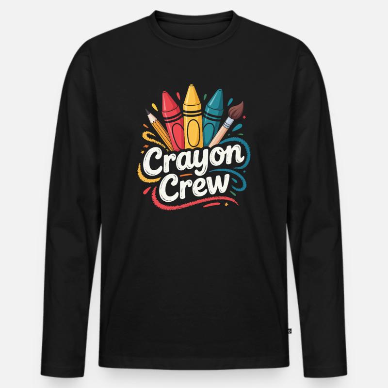 Crayon Crew Farbexplosion - Männer Premium Bio Langarmshirt - Schwarz