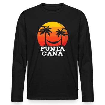 Punta Cana Sunset Palm Trees Souvenir - Men's Premium Organic Long Sleeve Shirt - black - Front - Nico (187cm)