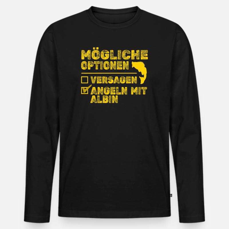 Fisch Albin - Männer Premium Bio Langarmshirt - Schwarz