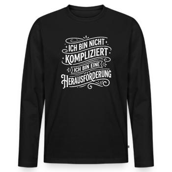 Ich bin nicht kompliziert Herausforderung - Männer Premium Bio Langarmshirt - Schwarz - Vorne - Nico (187cm)