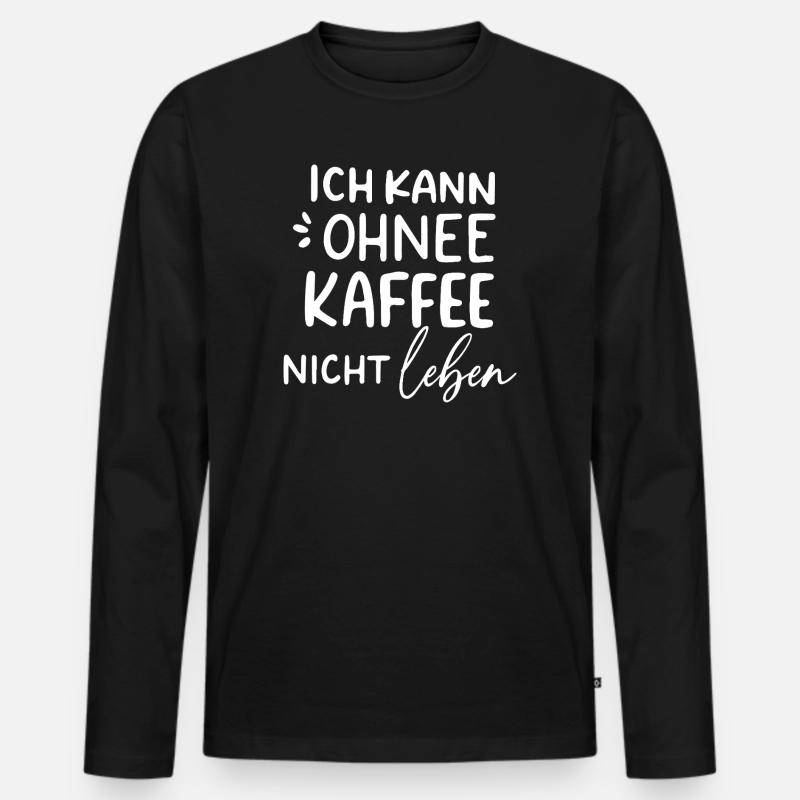 Kaffeeabhängige Lebensfreude - Männer Premium Bio Langarmshirt - Schwarz