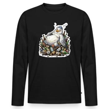 Bière mouette ivre - T-shirt manches longues Premium bio Homme - noir - Devant - Nico (187cm)