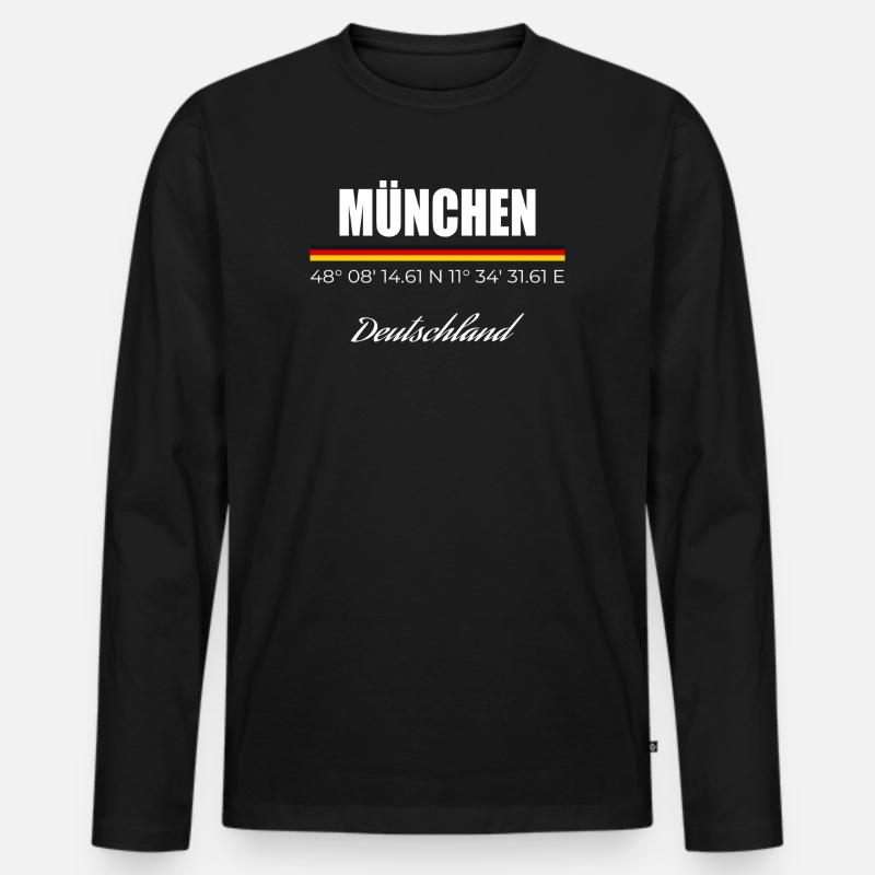 München - Männer Premium Bio Langarmshirt - Schwarz