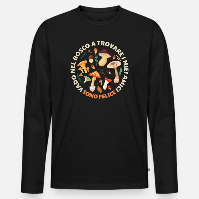 Pilze des Kreiswaldes - Männer Premium Bio Langarmshirt - Schwarz