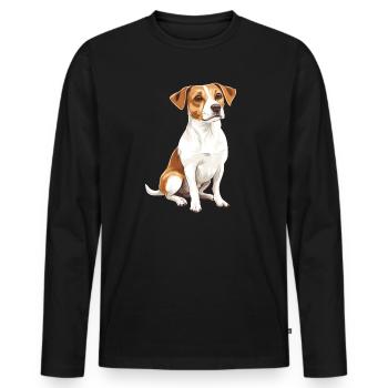 Jack Russel Terrier Design Illustration - T-shirt manches longues Premium bio Homme - noir - Devant - Nico (187cm)