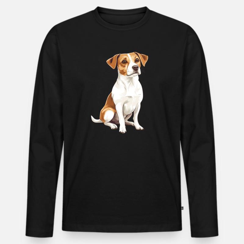 Jack Russel Terrier Design Illustration - Männer Premium Bio Langarmshirt - Schwarz
