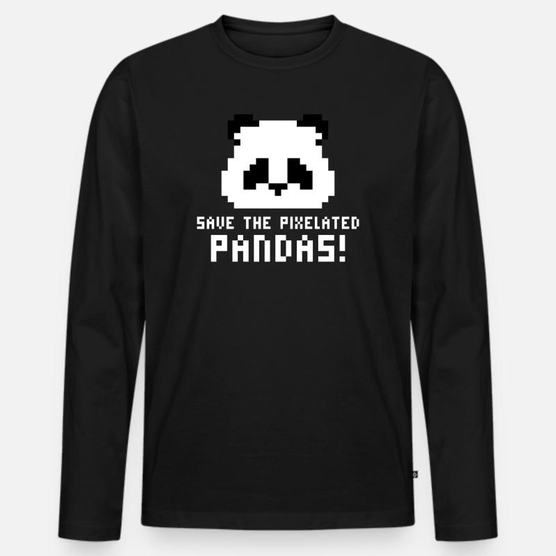 Rettet die pixeligen Pandas - Männer Premium Bio Langarmshirt - Schwarz