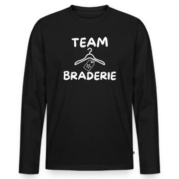 Team Braderie Minimalist Style Humor - Men's Premium Organic Long Sleeve Shirt - black - Front - Nico (187cm)