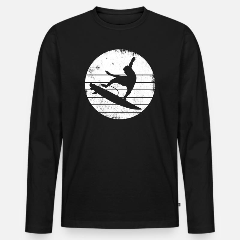 Surfer Design - Männer Premium Bio Langarmshirt - Schwarz