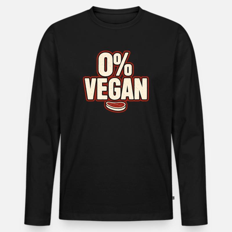 0% Vegan – Retro Statement - Männer Premium Bio Langarmshirt - Schwarz