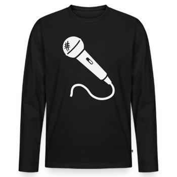 Microphone Karaoké Musicien Chanteur Microphone Chant - T-shirt manches longues Premium bio Homme - noir - Devant - Nico (187cm)