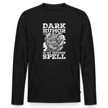 L’humour noir est mon sort de défense Humour Dunkler - T-shirt manches longues Premium bio Homme - noir - Devant - Nico (187cm)