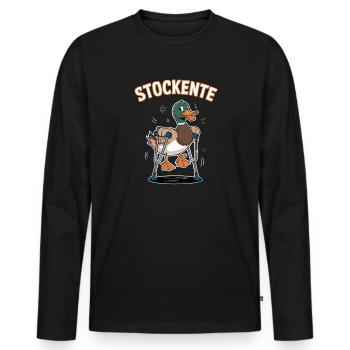  Stockente Lustiger Wortwitz Ente Mit Kruecken - Männer Premium Bio Langarmshirt - Schwarz - Vorne - Nico (187cm)