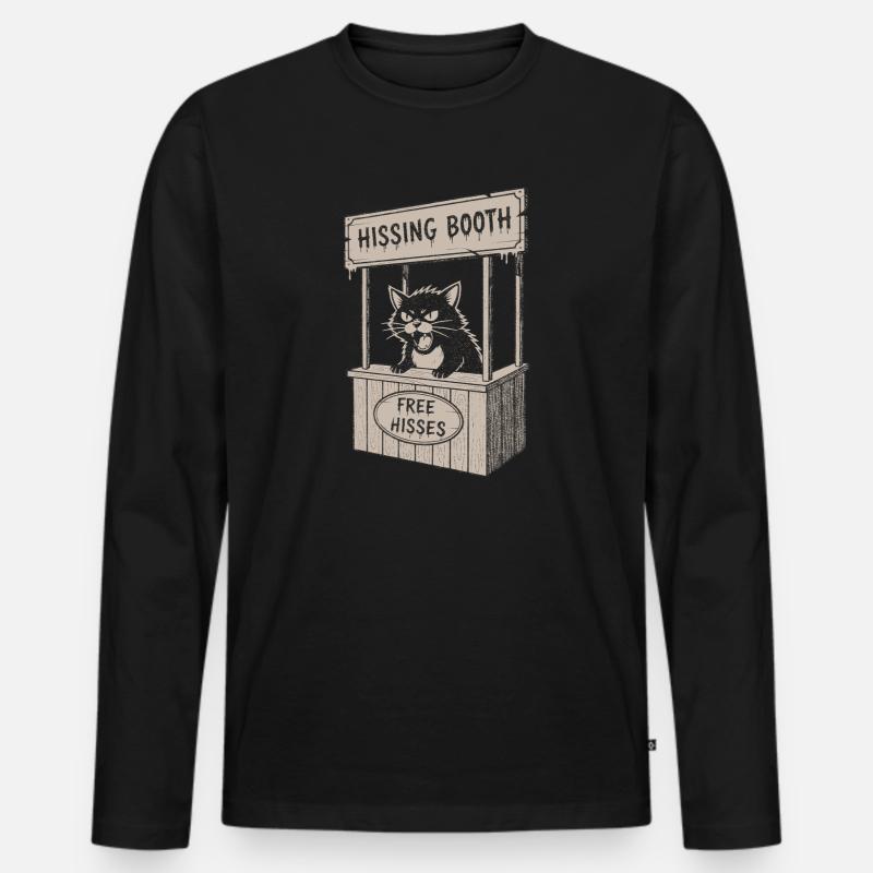 Katzenstand im Hissing Booth - Männer Premium Bio Langarmshirt - Schwarz