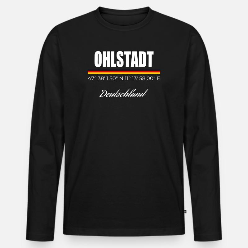 Ohlstadt - Männer Premium Bio Langarmshirt - Schwarz