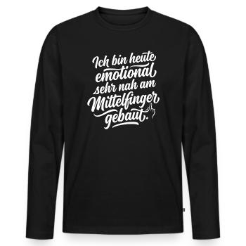 Emotional sehr nah Mittelfinger Spruch - Männer Premium Bio Langarmshirt - Schwarz - Vorne - Nico (187cm)