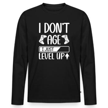 Je ne vieillis pas, je fais juste monter de niveau des citations drôles de jeu vidéo - T-shirt manches longues Premium bio Homme - noir - Devant - Nico (187cm)