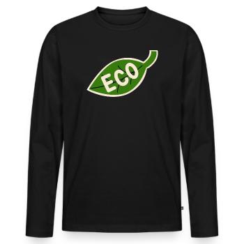 Eco Leaf Emblem - Minimal Nature - Men's Premium Organic Long Sleeve Shirt - black - Front - Nico (187cm)