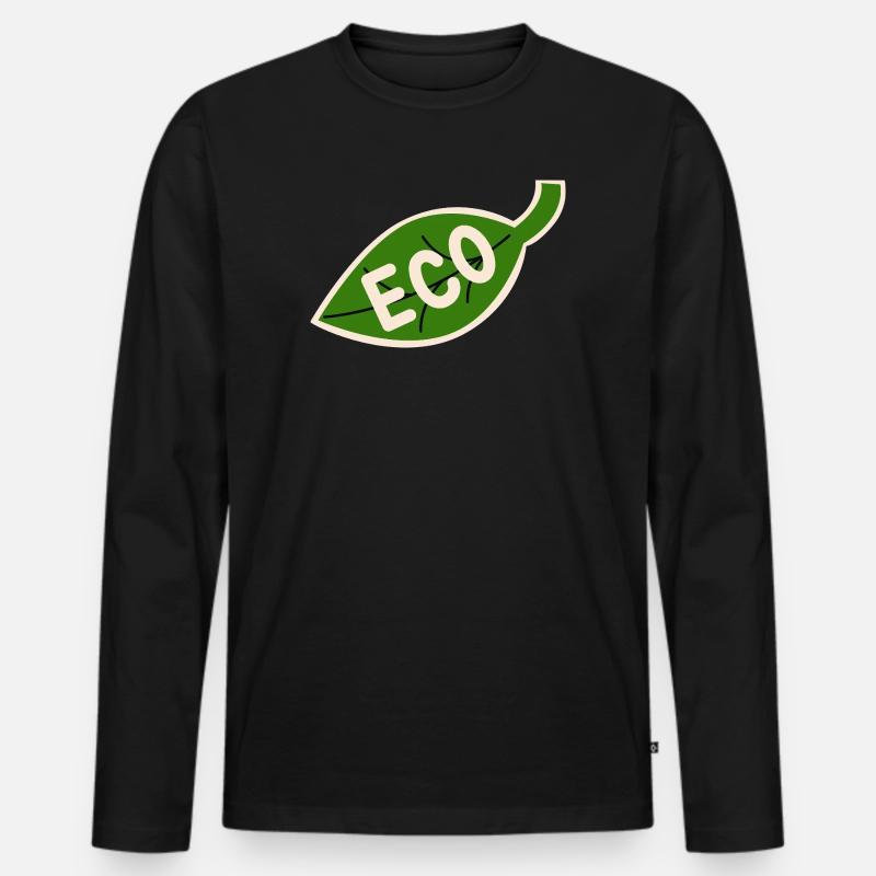 Öko-Blatt-Emblem – Minimalismus - Männer Premium Bio Langarmshirt - Schwarz