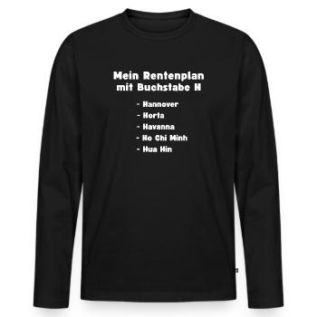 Rentenplan mit Buchstabe H, Reise um die Welt - Männer Premium Bio Langarmshirt - Schwarz - Vorne - Nico (187cm)