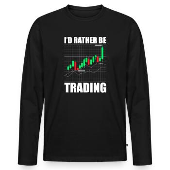 Je préférerais trader en bourse - T-shirt manches longues Premium bio Homme - noir - Devant - Nico (187cm)