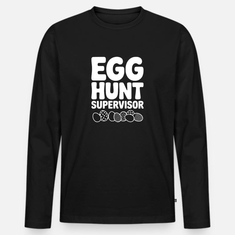 egg_hunt_supervisor_white - Männer Premium Bio Langarmshirt - Schwarz