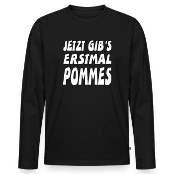 Pommes - Männer Premium Bio Langarmshirt - Schwarz - Vorne - Nico (187cm)