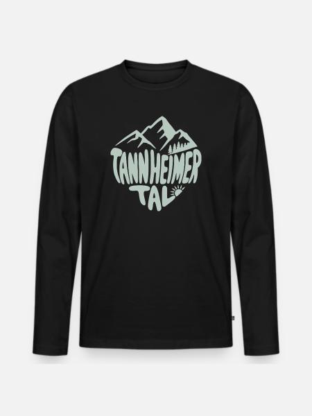Tannheimer Tal Alpenmotiv - Männer Premium Bio Langarmshirt - Schwarz