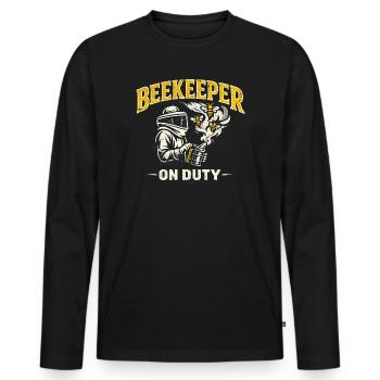 Beekeeper On Duty - Imker Vintage Retro - Men's Premium Organic Long Sleeve Shirt - black - Front - Nico (187cm)