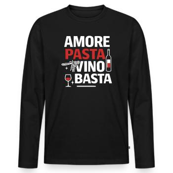 Amore Pasta Vino e Basta, humour italien - T-shirt manches longues Premium bio Homme - noir - Devant - Nico (187cm)