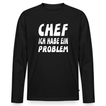 Chef - Männer Premium Bio Langarmshirt - Schwarz - Vorne - Nico (187cm)