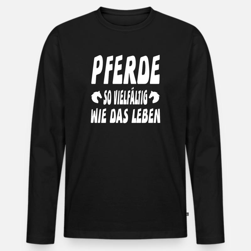 Pferde - Männer Premium Bio Langarmshirt - Schwarz