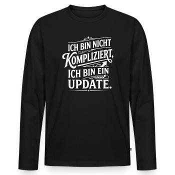 Ich bin ein Update nicht kompliziert - Männer Premium Bio Langarmshirt - Schwarz - Vorne - Nico (187cm)