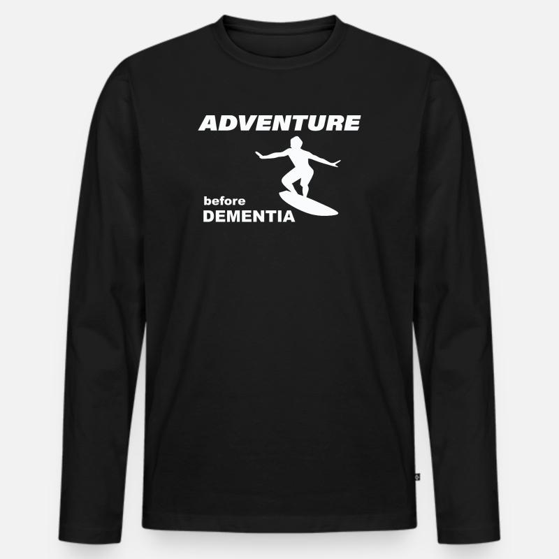 SURF ADVENTURE - Männer Premium Bio Langarmshirt - Schwarz