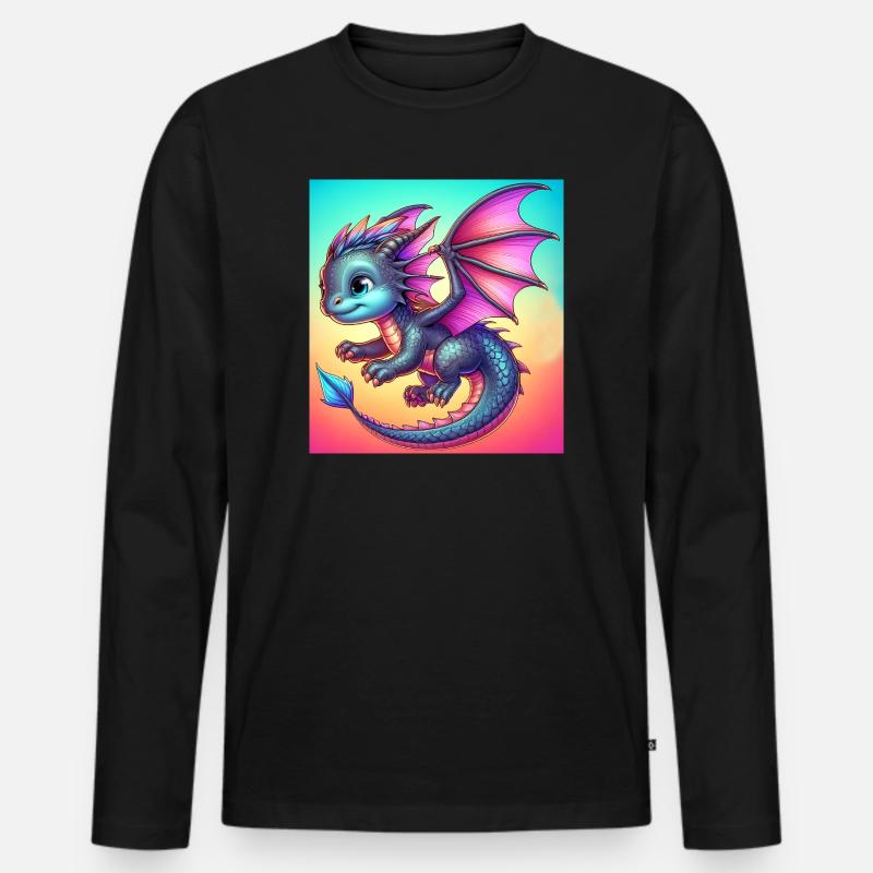 Drache - Männer Premium Bio Langarmshirt - Schwarz
