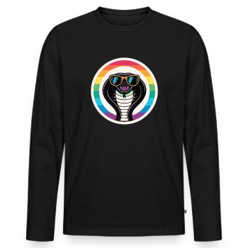 Royal Cobra Rainbow Retro Eyeglasses - Men's Premium Organic Long Sleeve Shirt - black - Front - Nico (187cm)
