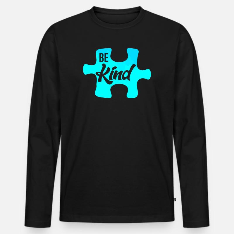 Be Kind Puzzle Motiv - Männer Premium Bio Langarmshirt - Schwarz