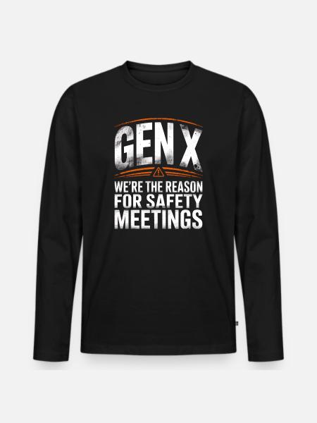 Gen X Sicherheitsmeetings Spruch - Männer Premium Bio Langarmshirt - Schwarz
