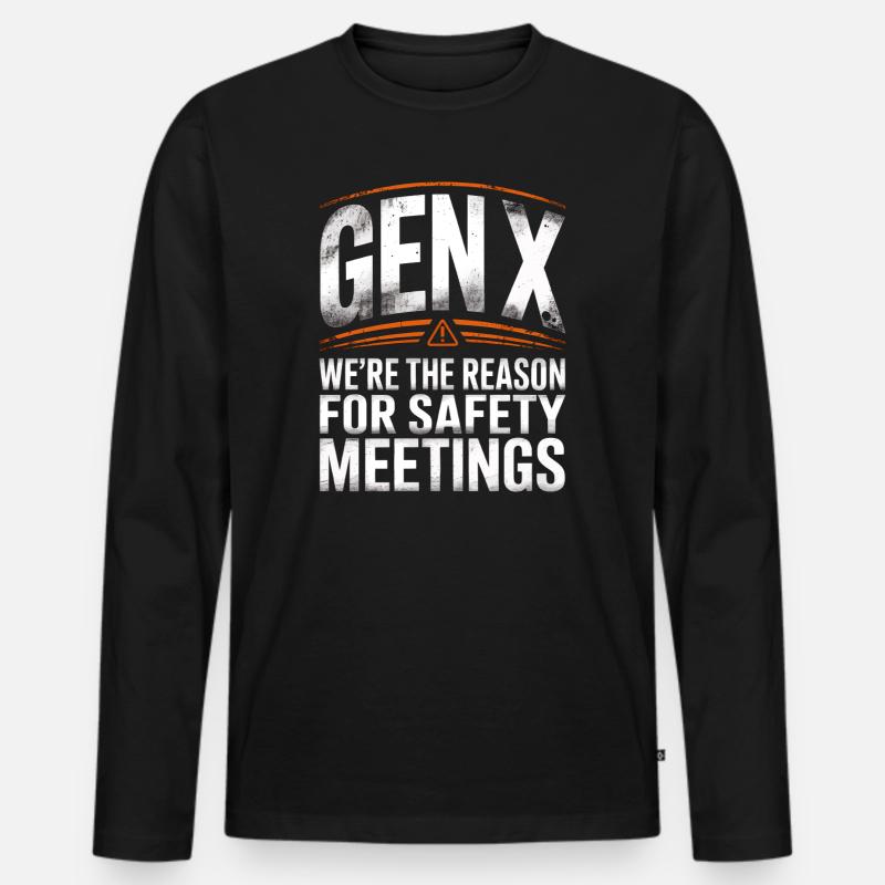 Gen X Sicherheitsmeetings Spruch - Männer Premium Bio Langarmshirt - Schwarz